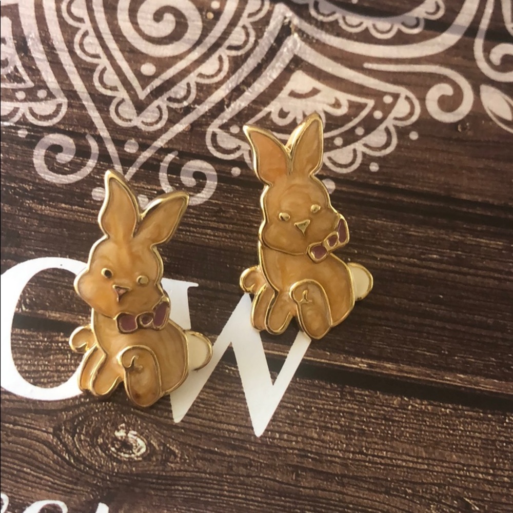 Vintage AIM Bunny earnings with purple bow tie